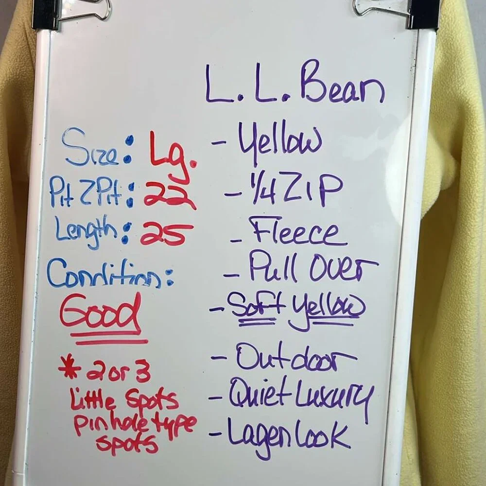 L.L. Bean 1/4 Zip Yellow‎ Fleece Lagenlook Luxury Classic Casual Outdoors Basic